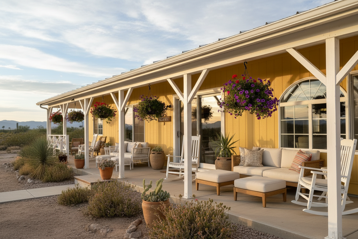 Desert Mountain Retreat - White Porch Close-up